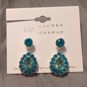 *NEW Listing* LC Lauren Conrad Aqua and Teal Crystal Teardrop Earrings